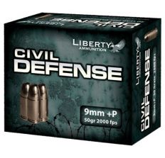 Civil Defense 9mm + P 50gr HP 20/bx