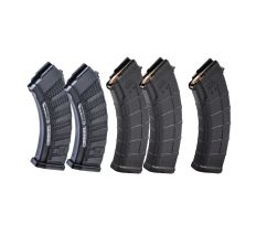 AK MAGAZINE BUNDLE FIVE-30rd Magazines (2) CAA Windowed 30rd AK Mags, (2) Magpul 30rd AK PMAGS, and (1) Magpul Gen 3 30rd AK PMAG