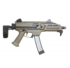 CZ SCORPION EVO 3 S1 9mm FDE Pistol 7.72'' barrel threaded 1/2X28 (2) 20rd mags 91352 with SB Tactical PDW Collapsible Brace 32rd Scorpion Magazine 