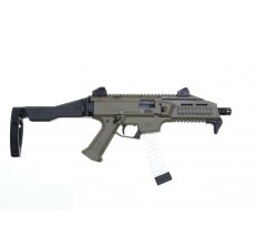 CZ SCORPION EVO 3 S1 9mm Pistol 7.72'' barrel threaded 1/2X28 (2) 20rd mags 91352 FDE Flat Dark Earth with Gearhead Works Folding Tailhook and 2-32rd Magazines