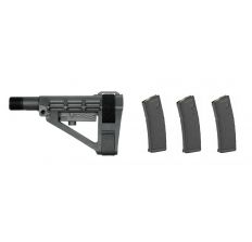 SB Tactical Arm Brace - SB Tactical SBA4 Pistol 5-Position Adjustable Stabilizing Brace Black and 3 Magpul PMAGS